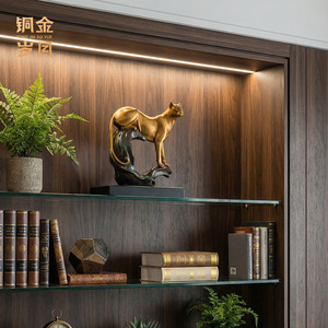 Figurine de léopard en cuivre massif, décoration de bureau Feng Shui, cadeau de bureau, pièce unique - Product Image 5
