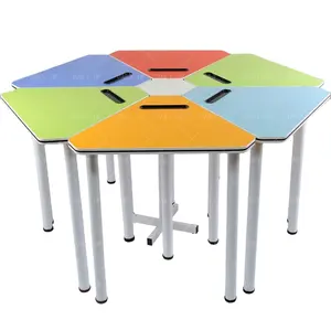 Group Reading Table and Chair With Colorful Desktop For Library Activity Studying Group Modular Reading Chair Adjustable