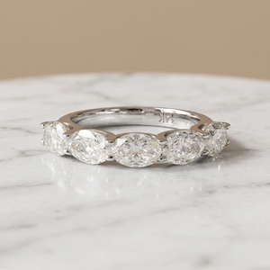 Lab Grown Diamond Half Eternity <b>Ring</b> Round Cut 14K 18K Solid Gold Wedding Anniversary Band Custom OEM ODM Jewelry Manufacturer - Product Image 1