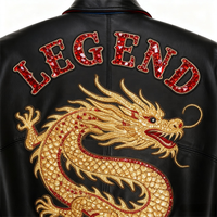 Fabricants de vêtements personnalisés, veste en cuir lourde pour homme, veste bomber de course avec logo personnalisé en strass