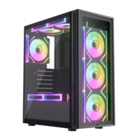 Boîtier de jeu Micro ATX avec panneaux en verre trempé, tour moyenne, USB 3.0, châssis PC avec 7 emplacements pour carte VGA