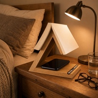 Support de livre triangulaire en bois de chêne moderne, multifonctionnel, pour lecture sur table, avec fente pour téléphone, pour bureau