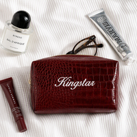 Sac cosmétique en similicuir gaufré effet croco, étui de luxe pour maquillage, pochette zippée, organiseur de voyage pour articles de toilette, vente en gros usine BSCI