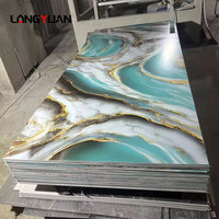 1220*2440 panneau de marbre Uv décoration intérieure feuille de plastique laminé panneau mural en Pvc très brillant pour décor de conception de bureau de maison