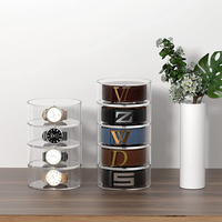 Présentoir rond de rangement pour ceinture en acrylique, 5 pièces, conteneurs transparents, peut être utilisé pour les bijoux, bracelets, bagues, montre et cosmétiques