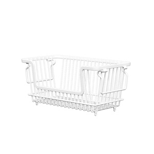 Home multi-layer storage basket, wrought iron zero food basket, kitchen and living room drainage storage <b>rack</b>, stackable - Product Image 1