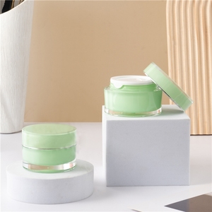 Producto de cuidado de la piel verde redondo de alta calidad, embalaje de 50g, tarro cosmético acrílico de doble capa, tarro de crema personalizado - Product Image 3