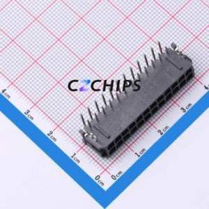 430452421 Wire-to-Board Pin Header Bent Lead Through Hole,P=3mm Connector 2x12P 3mm Right Angle Insert Micro-Fit (MX 3.0) - Product Image 1