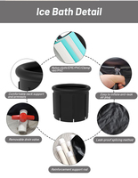 Baignoire ronde noire en plastique économique, pliable, portable, pour l'extérieur, bain froid, bain de glace, pour adultes