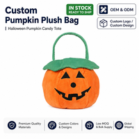 Sac en peluche citrouille personnalisé, sac cadeau unisexe pour Halloween pour enfants, design citrouille sorcière, en coton et polyester, rembourrage en coton PP