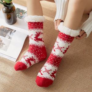 Vente en gros de chaussettes Sherpa chaudes d'hiver pour femmes chaussettes de Noël antidérapantes doublées de fourrure avec caractéristique respirante - Product Image 6