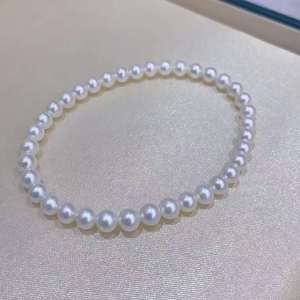 wholesale 4-5mm Freshwater Pearl Bracelet Near Round <b>Mirror</b> Luster Almost Flawless White Shiny Pearl Wrist <b>Chain</b> - Product Image 1