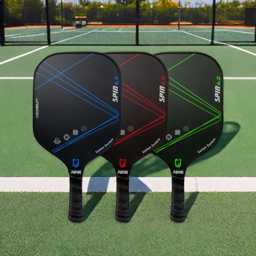 JUCIAO New Arrival SPIN6.0 Three Colors High Quality Thermoformed Edges Carbon Fiber Unibody 11mm Pickleball Paddle