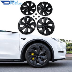 Pour Tesla Model Y 2020-2026, enjoliveurs noirs mats de 19 pouces, grandes enjolives de roue, accessoires extérieurs de voiture, 4 pièces - Product Image 1