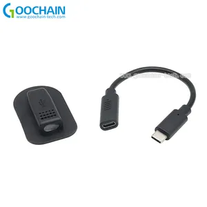 External Panel USB Type C Male to Female Extension Cable with Cap for Backpack Shoulder Bag