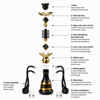 Set Hookah Kaca Kustom Shisha Arab Lengkap dengan Botol Dekoratif Berlapis Embun, Cocok untuk Hadiah dan Perjalanan