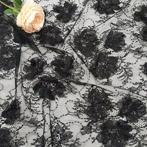 ชุดเดรสงานแต่งงาน งานเลี้ยงกลางคืน ผ้าลูกไม้ฝรั่งเศสไนลอนถักลายดอกไม้สีดำประดับเลื่อม 3 มิติ ความกว้าง 150 ซม. ดีไซน์หรูหราสไตล์วินเทจ - Product Image 2