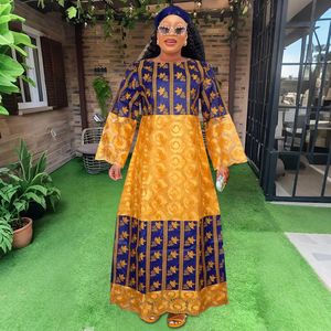 Vêtements Nigérians Traditionnels, Robes Africaines pour Femmes, Robes Maxi Élegantes en <span class=keywords><strong>Bazin</strong></span> Brodées <span class=keywords><strong>Boubou</strong></span> avec Turban pour Mariage - Product Image 3