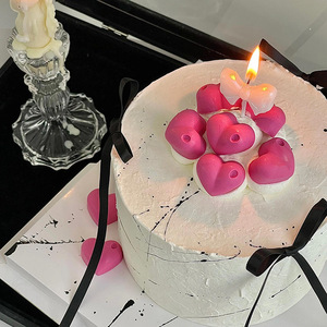 Décoration de gâteau en acrylique en forme de cœur avec nœud et bougie, ruban noir, pour la Saint-Valentin et les anniversaires - Product Image 2