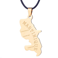 SC collier à cordes tressées en acier inoxydable pour femme, pendentif de la carte de la France, de la guinée, de la Martinique et de la Lareunion