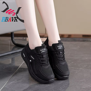 Zapatillas Deportivas de Tacón Alto con Cordones y Malla Transpirable para Mujer, Primavera-Otoño 2025, Ligeras para Estudiantes de Secundaria - Product Image 1
