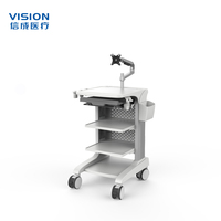 Chariot d'endoscopie médicale OEM/ODM personnalisé, chariot à instruments hospitalier avec clavier rétractable et roulettes médicales silencieuses