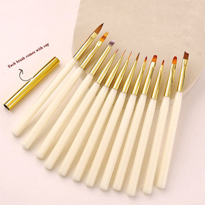 Ensemble de pinceaux pour nail art à marque privée, poils synthétiques doux, pour liner, gel, poudre acrylique, peinture 3D - Product Image 1