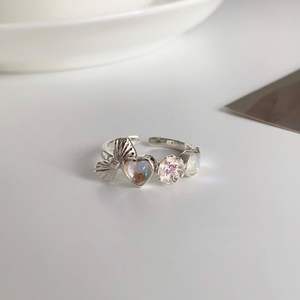 Bague en argent sterling S925 avec nœud et opale pour femme, tendance, plaqué or 18 carats, design haut de gamme, romantique, sertie de diamants - Product Image 4