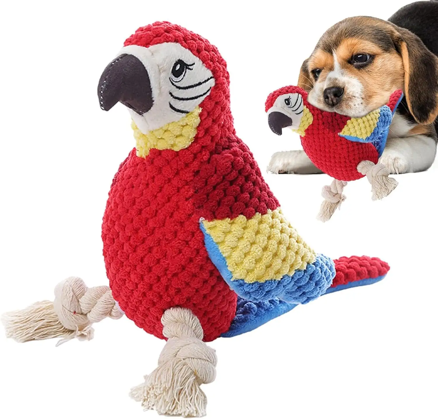 Bán Hot Bird Thú nhồi bông Crinkle Dog đồ chơi tương tác sang trọng con chó con vẹt mọc răng đồ chơi với squeaker