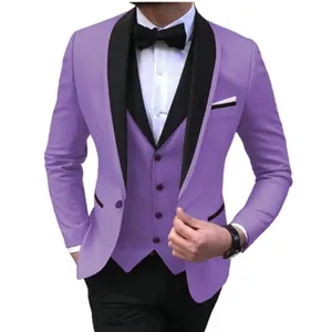Toptan tek göğüslü farklı renkler erkek takım elbise slim fit 3 parça erkekler için suit