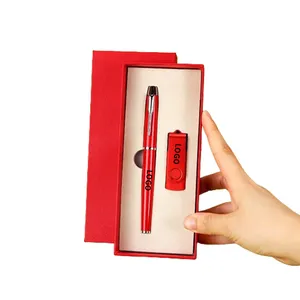 Wholesale Employees Gifts USB Drive Birthday Luxury Advertising Printed Pen Box Set for Business