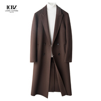 Manteau en laine pour hommes résistant au froid de couleur unie pour l'automne et l'hiver personnalisé Manteau trench décontracté à double col