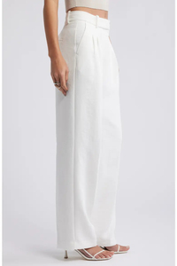 Costume pantalon femme en laine et polyester blanc, couleur unie, col cranté, manches longues, bouton unique, anti-plis, longueur standard - Product Image 3