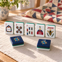 Ensemble de Mahjong Quilt 160 pièces, tuiles en acrylique, thème ferme et grange, style américain avec jokers