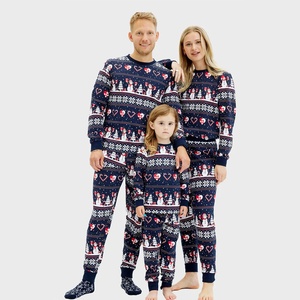 Christmas <b>Matching</b> Family Pajamas Set <b>Long</b> Sleeve Knitted Cotton Print Winter Sleepwear Full Length Cozy Homewear - Product Image 5