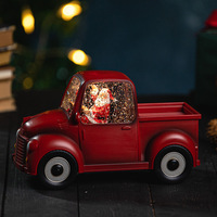 Boîte à musique rétro boule de cristal décorations de Noël transfrontalières voiture rouge camion de neige artisanat en résine