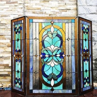 40''x28'' Handgefertigter Langlebiger Kaminvorhang im Barock-Stil aus Buntglas mit Gebogener Form und Solider Struktur für Villen