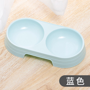Gamelle double pour animaux de compagnie, rose et bleue, ovale, antidérapante, pour nourriture et eau pour chats et chiens - Product Image 2