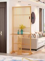 Mampara Corredera Moderna y Sencilla de Fábrica China, Rejilla de Madera Maciza, Puerta con Diseño Minimalista, Aislamiento Acústico