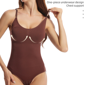 Women's One Piece Shaping Suspender <b>Bodysuit</b> Chest Support Waist <b>Control</b> Hip-Lifting Crotch Opening Jumpsuit Shapewear - Product Image 4