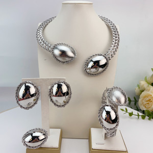 أحدث مجموعات المجوهرات الذهبية البرازيلية لعام <span class=keywords><strong>2026</strong></span>، قلادة فريدة للحفلات وحفلات الزفاف للنساء FHK24518 - Product Image 3