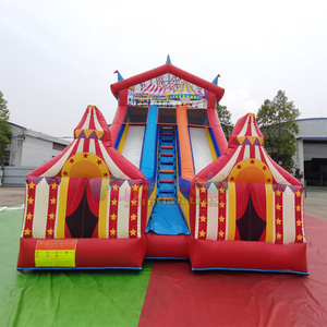 Château gonflable géant pour enfants, avec toboggan double piste, pour fêtes en plein air - Product Image 1