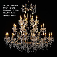 Haute qualité LED cristal bougie lustre étanche acrylique accessoires de mariage fournitures or argent scène plafond pendentif clair pour