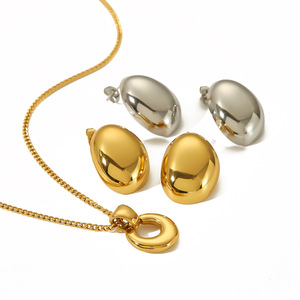 ต่างหูสแตนเลสทรงวงรีสไตล์ยุโรปอเมริกันสำหรับผู้หญิงเครื่องประดับเหล็กไทเทเนียมระดับไฮเอนด์ของขวัญการออกแบบทางเรขาคณิต - Product Image 5