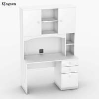 Bureau moderne en bois massif avec bibliothèque intégrée et chaise, design ergonomique compact pour salon et bureau à domicile