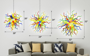 Luminaire LED Moderne Multicolore en <span class=keywords><strong>Verre</strong></span> Soufflé à la Main, Lustre, Lampe Murano, Luminaire Suspendu pour la Maison - Product Image 2