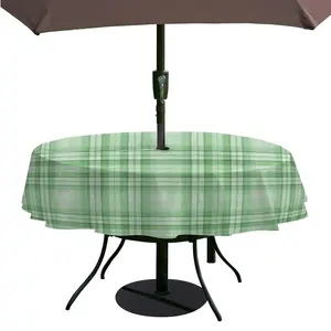 Zippered Umbrella Tablecloth Patio Table Printed Round Polyester Tablecloth With Umbrella Hole