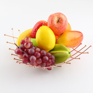Panier de rangement en fil métallique rose doré pour fruits, collations, plateau, porte-outils de cuisine - Product Image 1