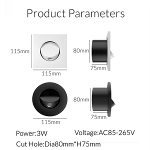 Lámpara de Lectura Decorativa Redonda de 3W 3000K Blanco Cálido para Interiores, Lámpara LED Empotrada en la Cabecera de Aluminio para Dormitorio, Hotel y Hogar - Product Image 3