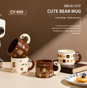 Taza de Agua de Cerámica para Mujer, Diseño de Oso Animado, 301-400 ml, Resistente a Altas Temperaturas, para Oficina - Product Image 5